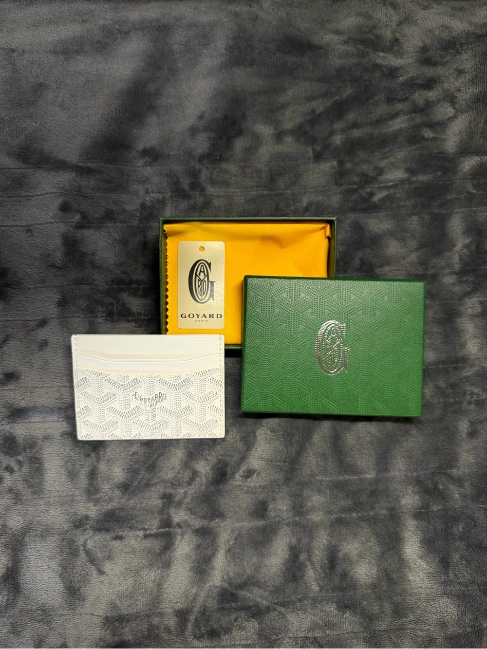 White Geometric Logo Card Holder Wallet for Men, Credit Card